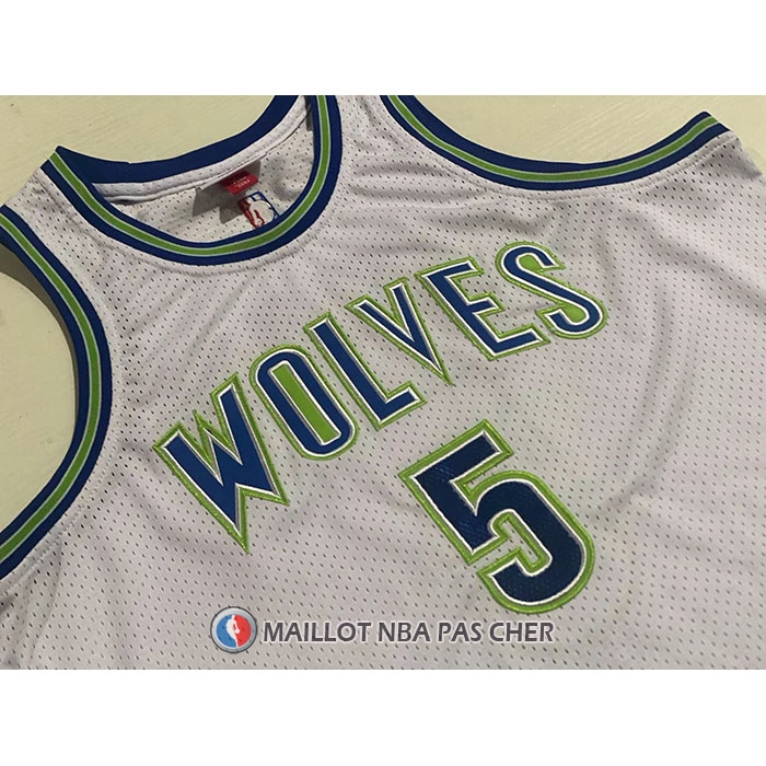Maillot Minnesota Timberwolves Anthony Edwards NO 5 Mitchell & Ness 2023-24 Blanc
